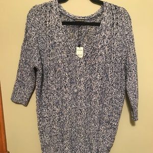 Express blue and white cable knit sweater